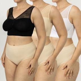 LaIntima 3er Pack Damen Spitzen-Bustier multicolor