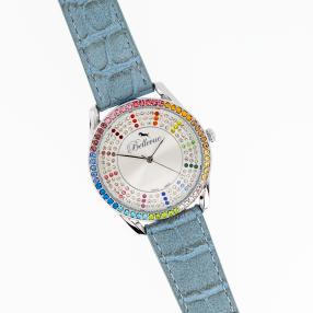 Bellevue Damenuhr, Quarz, Kristalle multicolor