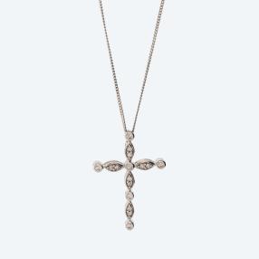 Kreuzanhänger mit Kette 925 St. Silber Diamanten