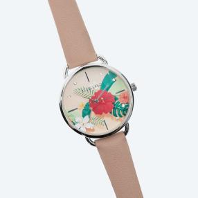 Excellanc Damenuhr, Quarz, nude, floral