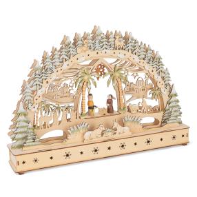 LED-Lichterbogen Krippe Holz