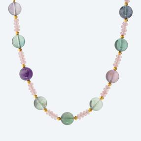 Collier Fluorit+Rosenquarz