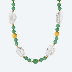 Collier Jade/Bergkristall, ca 92cm