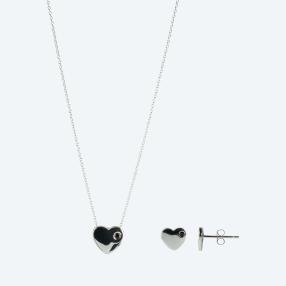 Set Collier+Ohrstecker 925 St. Silber Spinell Herz