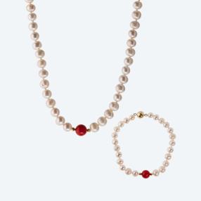 Set Collier+Armb. SWZP+Koralle
