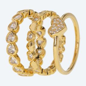 Set Ringe 3tlg 925 Silber vergoldet Zirkonia