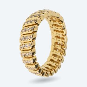 Ring 925 Silber vergoldet flexibel Zirkonia
