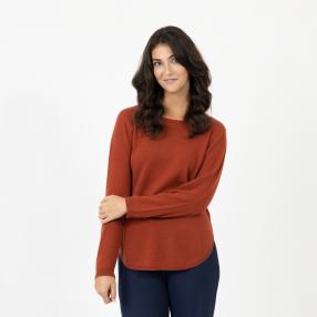 100% KASCHMIR Damen-Pullover, U-Boot amber