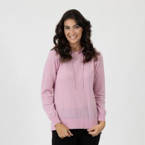 100% KASCHMIR Damen-Pullover, Kapuze rosé