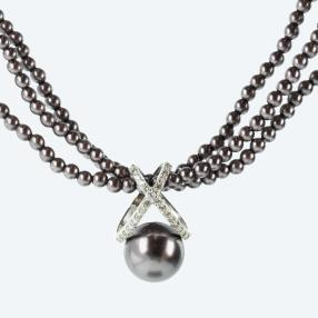 Collier 3-reihig Muschelkernperle