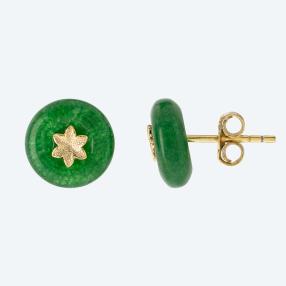 Ohrstecker 925 Sterling Silber vergoldet Jade