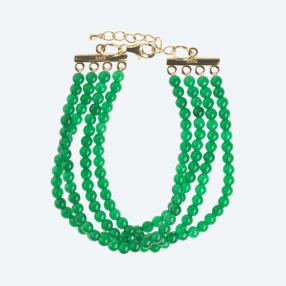 Armband 4-reihig 925 St. Silber vergoldet Jade
