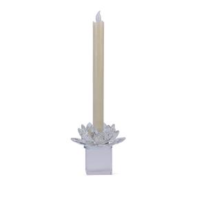 Kristall-Kerzenhalter mit Kerze creme