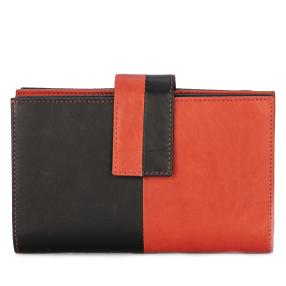 TESORO Damen Lederbörse RFID schwarz/rot