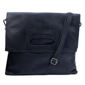 The Skandinavian Leder Umhängetasche schwarz