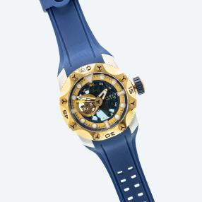NUBEO Herren-Automatikuhr "Kuiper" goldfarben-blau