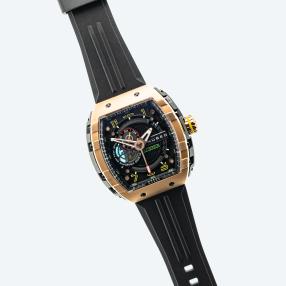 NUBEO Herren-Automatikuhr "Magellan" schwarz-rosé