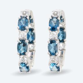 Creolen 925 Sterling Silber Blue Topas beh. Small
