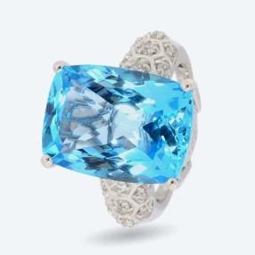 Ring 925 Sterling Silber Blautopas behandelt