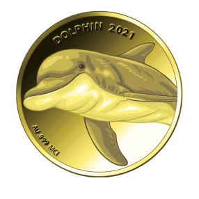 Delfin-Münze aus Gold