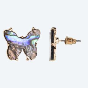 Ohrstecker Abalone Schmetterling vergoldet