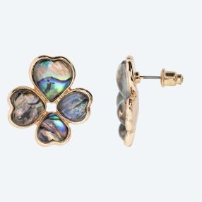 Ohrstecker Abalone Kleeblatt vergoldet