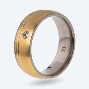 Ring Titan bicolor mit Zirkonia