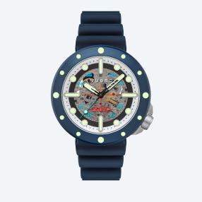 NUBEO Herren-Automatikuhr "CASSINI" schwarz/blau