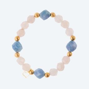 Armband Rosenquarz+blaue Jade behandelt
