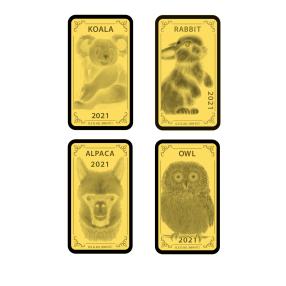 4er Set Goldbarren Putzige Tiere