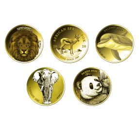 5er Set Goldmünzen Tiere