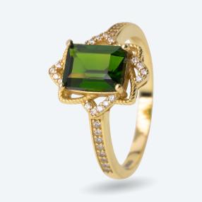 Ring 925 St. Silber vergoldet Chromdiopsid+Topas