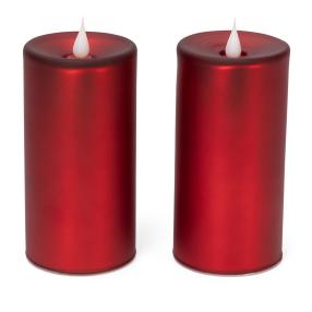 2er Set 3D-Kerze Satin rot 15cm