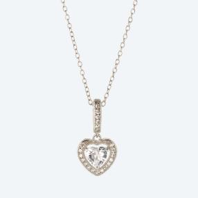 Kette+Anhänger 925 Silber rhodiniert Zirkonia