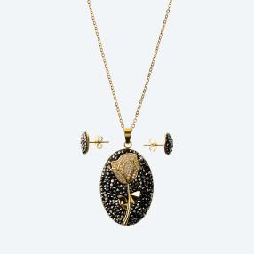 Set 3-teilig Kette+Anhänger+Ohrstecker Spinell