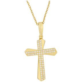 Anhänger mit Kette 925 vergoldet Zirkonia, Kreuz
