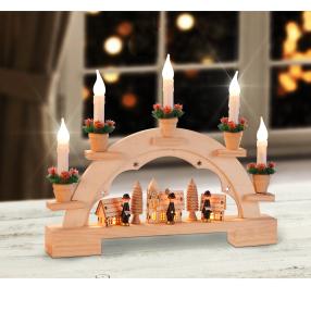 Lichterbogen Dorf mit 5 LED-Kerzen