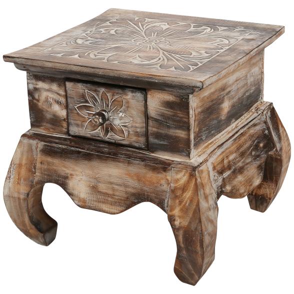 Opiumtisch mit Schublade 38x38cm