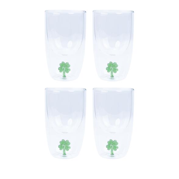 4er Set Gläser Kleeblatt