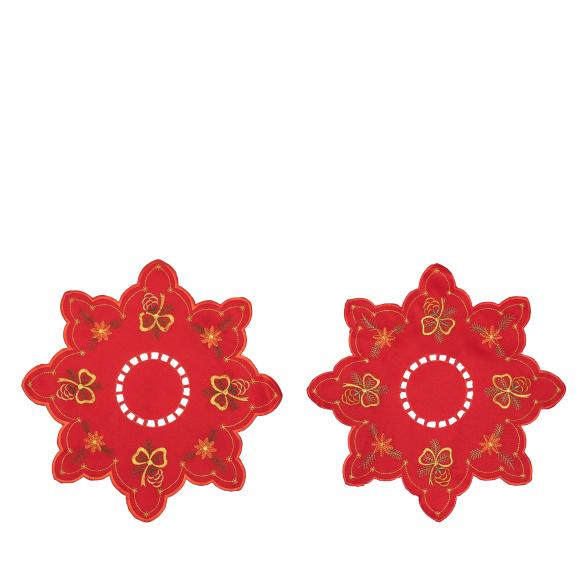 Mitteldeckenset Schleife 2tlg rot 40cm