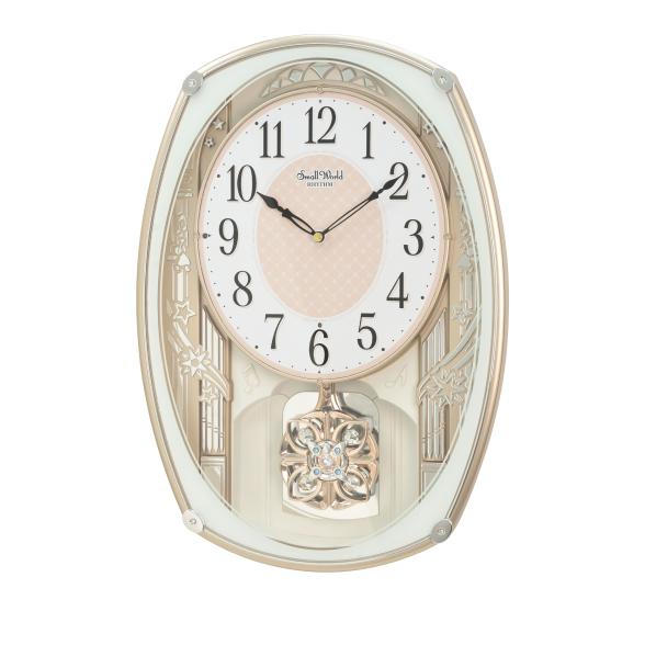 RHYTHM Magic Motion Wanduhr, Quarzwerk, weiß-gold