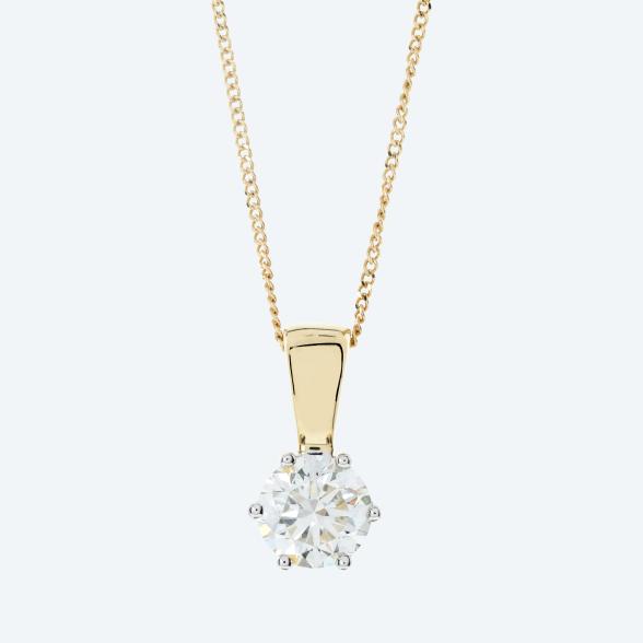 LG Solitäranhänger + Kette 585 Gelbgold Brillant