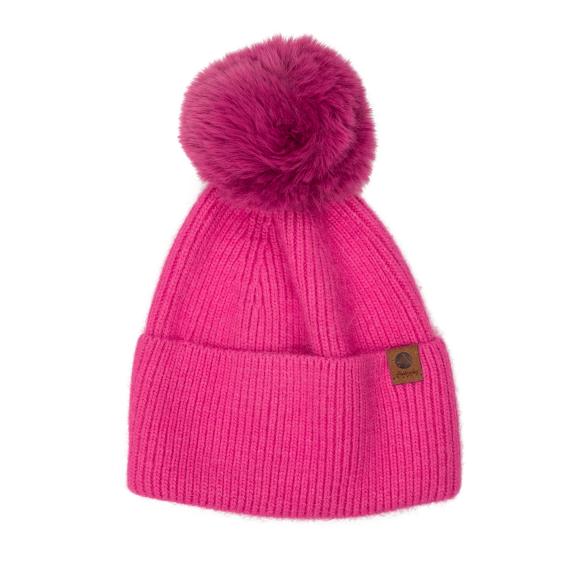 Antonio Damenmütze Angori mit Bommel pink