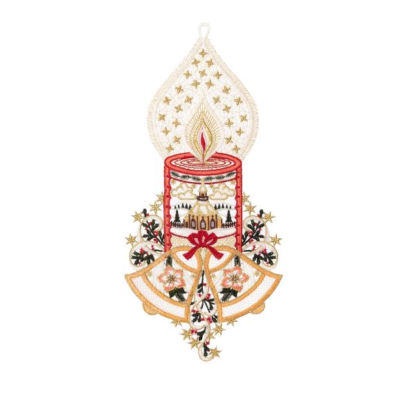 Plauener Spitze Fensterbild Weihnachtskerze