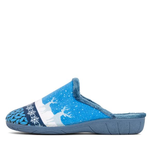 Hausschuhe Rentiere blau