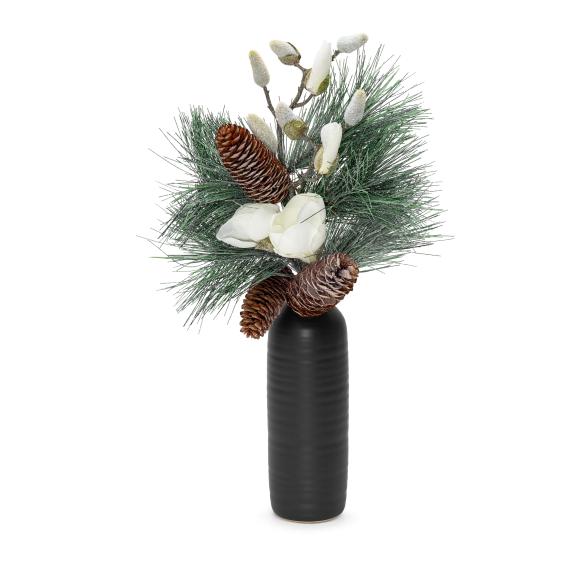 Magnolien-Tannenstrauß Set mit Vase 2tlg. 40cm