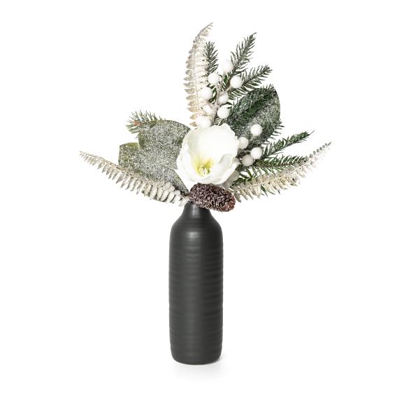 Magnolien-Tannenstrauß Set mit Vase 2tlg. 43cm