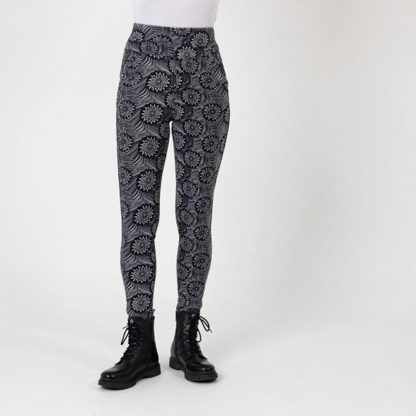 4069315129550 - FASHION NEWS Thermo-Fleece-Leggings schwarz weiß