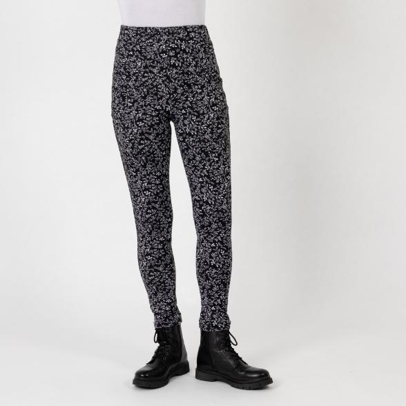 4069315129673 - FASHION NEWS Thermo-Fleece-Leggings schwarz weiß