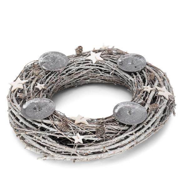 Flechtkranz m. 4 Kerzenhaltern